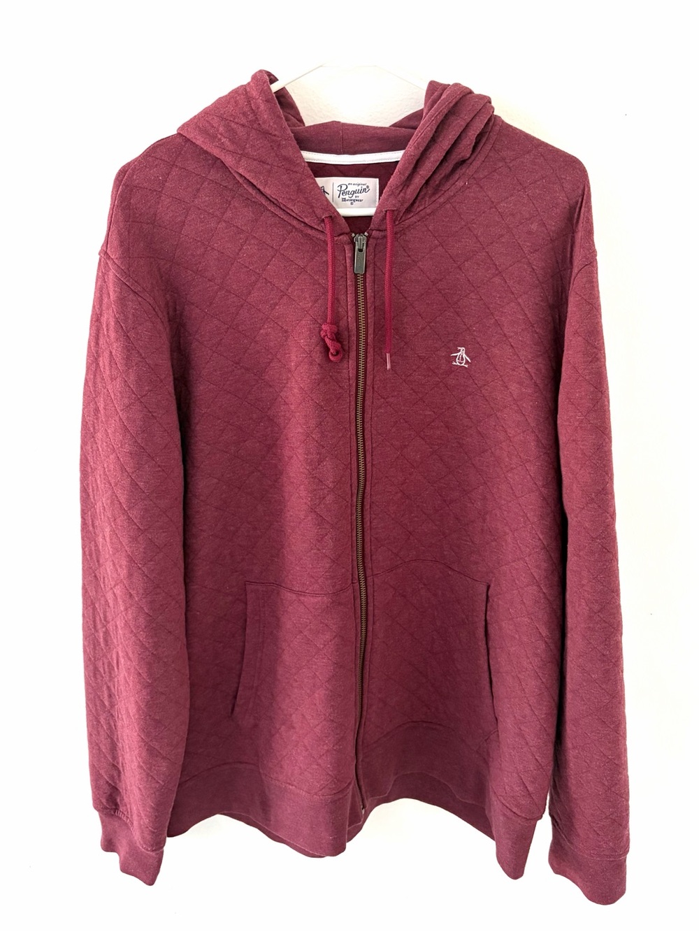 Original Penguin Quilted Full Zip Hoodie, Size: XL